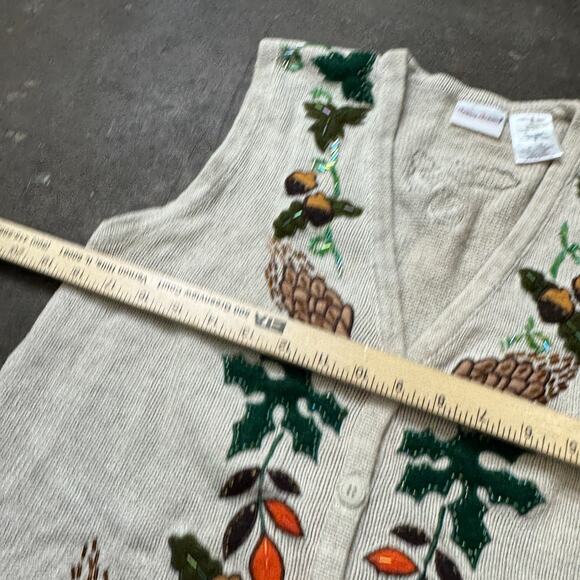 Bobbie Brooks Thanksgiving Fall Vest Women's S Acorns Maple Leaf Knit Wear - Picture 4 of 6